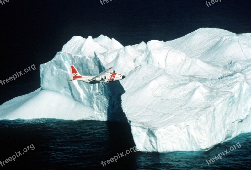 Ice Berg Airplane Flying Coast Guard C-130