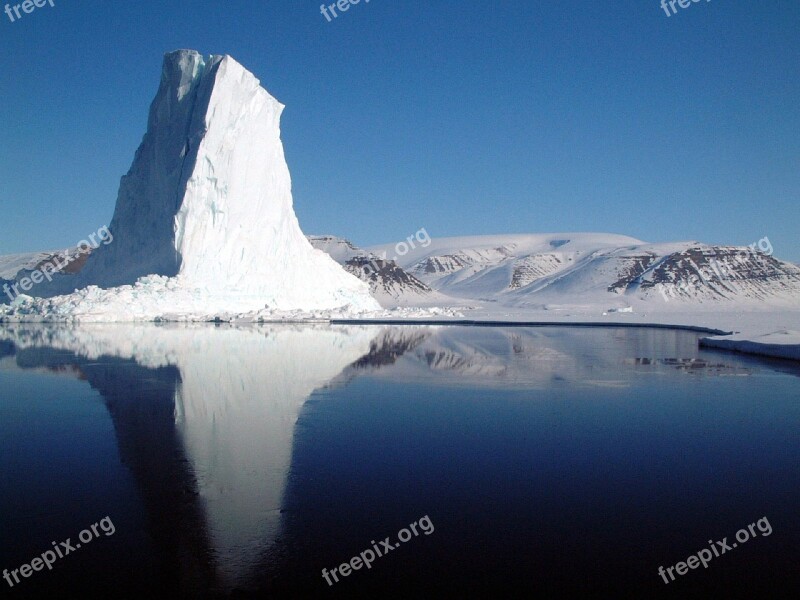 Ice Berg Reflection Water Floating Ocean