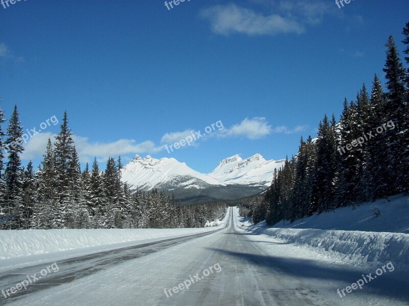 Icefields Parkway Snow Scenic Mountain Alberta