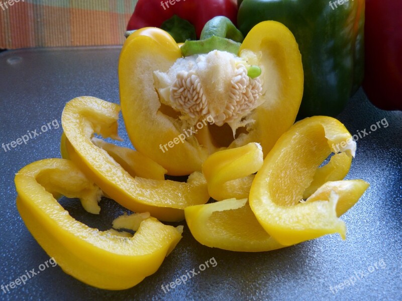 Close Up Paprika Vegetables Yellow Macro Photography