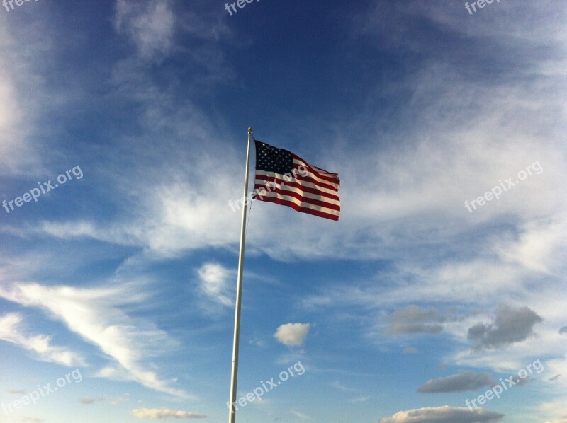 Flag Blue Sky Patriotic Glory