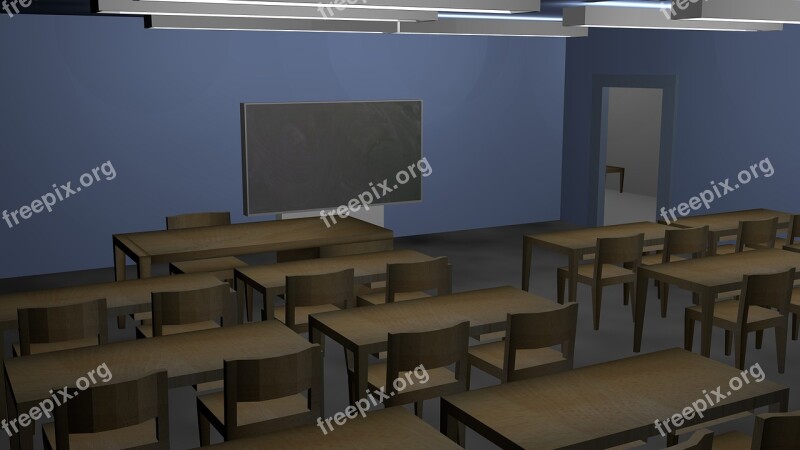 Class Room School Class Chairs Table