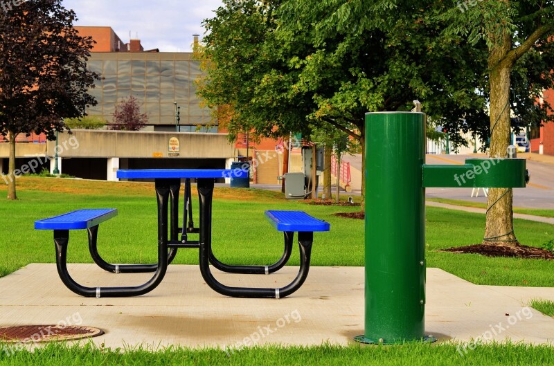 Picnic Table Graphic Blue Green