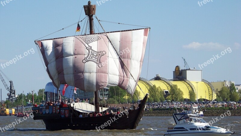 Sailing Vessel Viking Ship Hamburg Festival Elbe