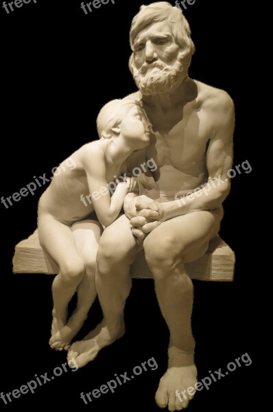 Father Daughter Concerns Sitting Statue