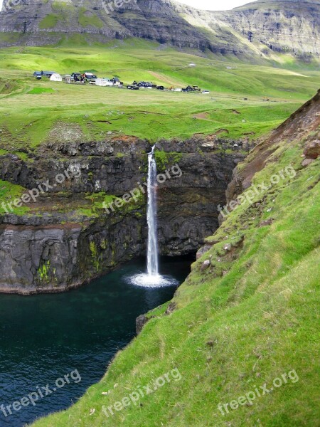 Mulafossur Gásadalur Gásadalur Waterfall Faroese Settlement