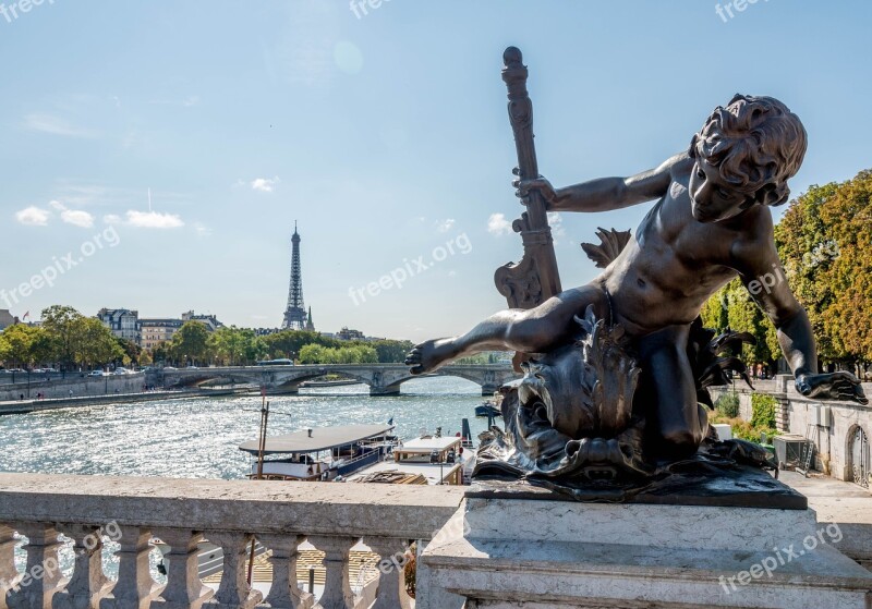 Paris Bridge Alexander-3 Panorama Statue