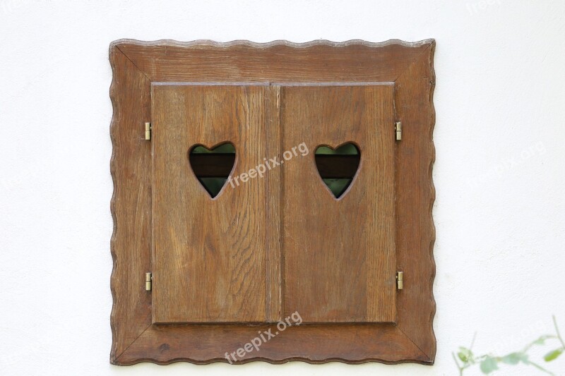 Wooden Windows Hearts Cabin Old House