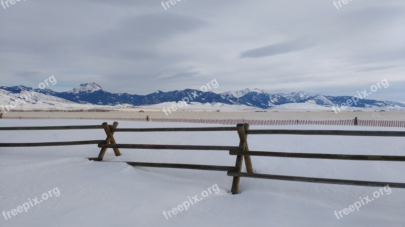 Winter Snow Fence Mountains Rockies