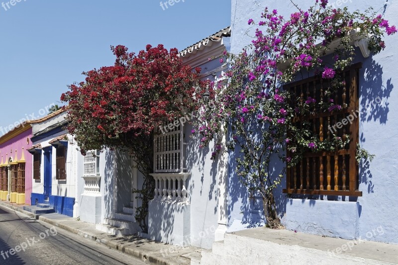 Colombia Cartagena Historic Center Colonial Style Architecture