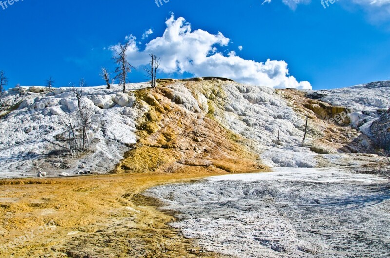 Yellowstone Mammoth Hot Springs Scenic Free Photos