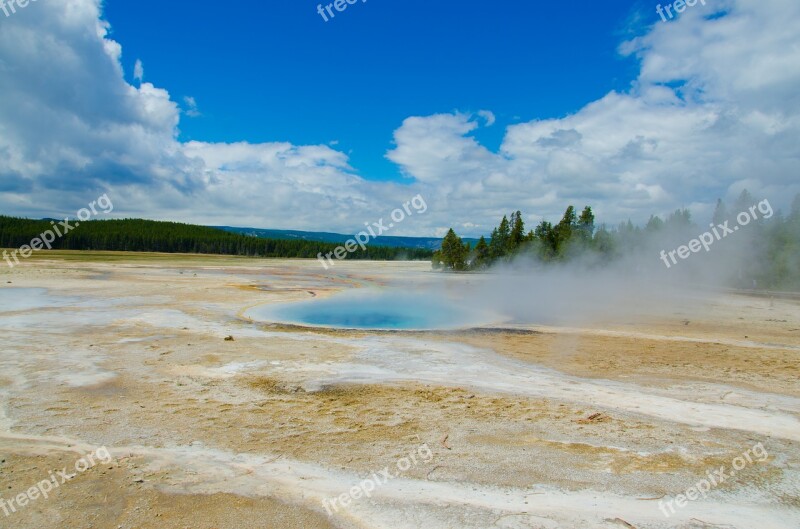 Yellow Stone Scenic Nature Water Hot Spring