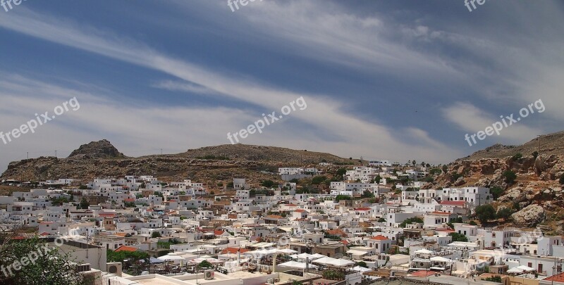 Town Lindos Rhodes Greece Famous Place