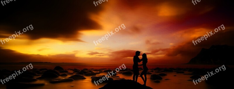 Couple Silhouette Love Romance Man