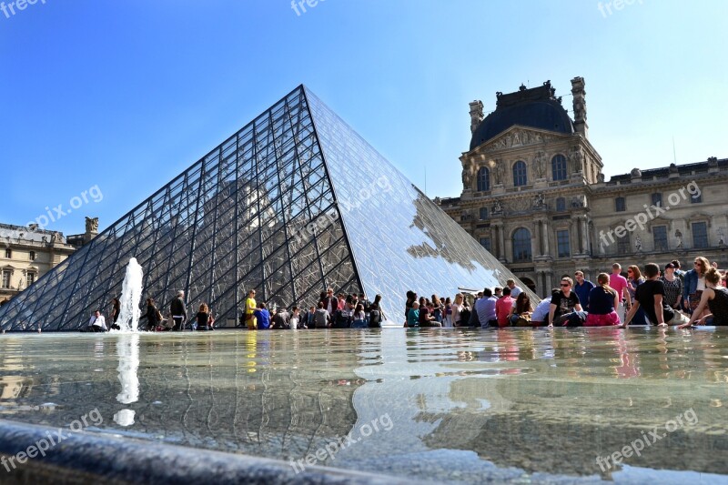 Louvre Museum Paris Fountain Spring France