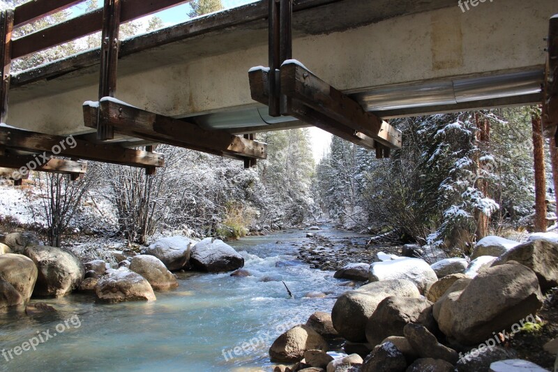 Winter Bridge Snow Nature Landscape