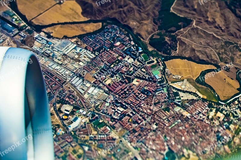 City Airplane Air Flight Aerial View