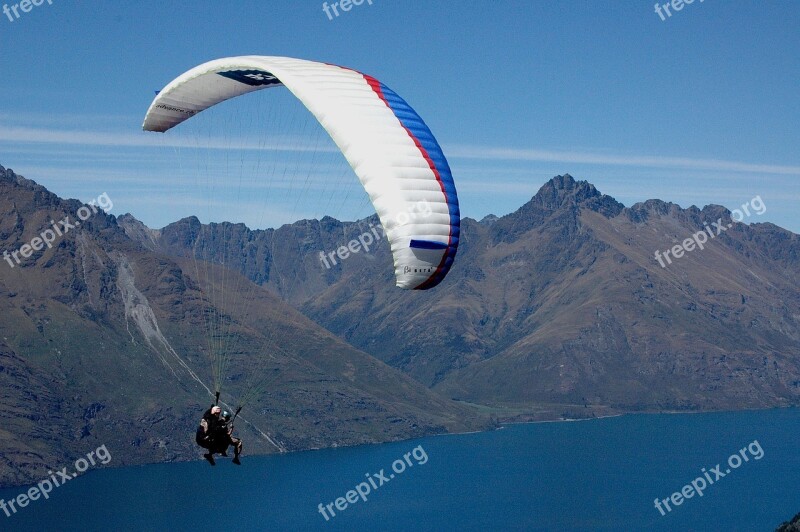 Parachute Flying Sky Blue Paragliding