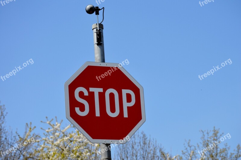 Stop Shield Traffic Sign Camera Warnschild