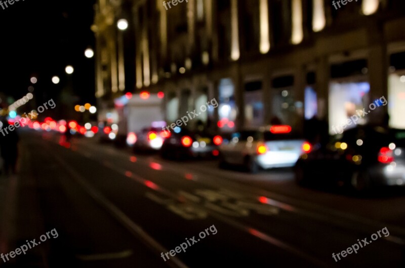 Bokeh Street Blur Lights Car