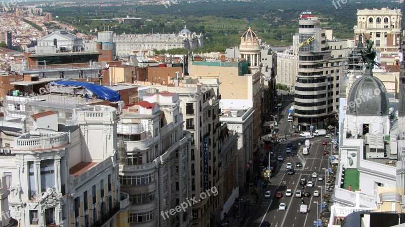 City Madrid Great Way Avenue Cars