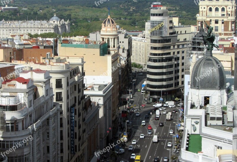 City Madrid Great Way Avenue Cars