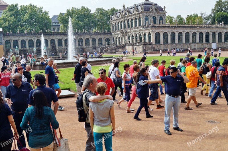 Dresden Zwinger Park Tourists Group