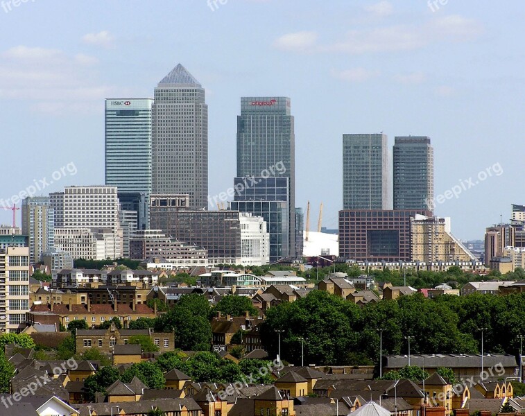 London Skyline Canary Wharf Cityscape Urban