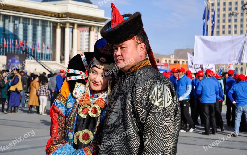 Hat White Blue Ladies Mongolia