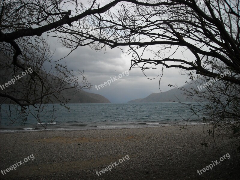 Creepy Landscape Cloudy Lake Mountains Free Photos