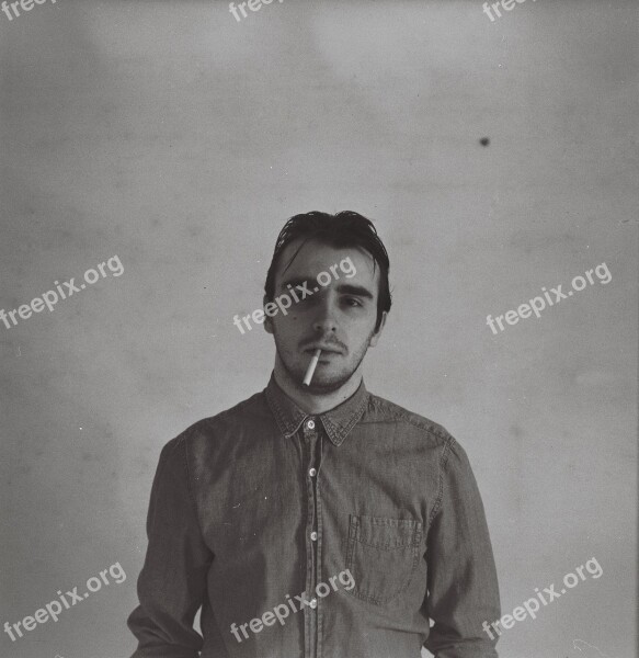 Person Male Man Portrait Cigarette