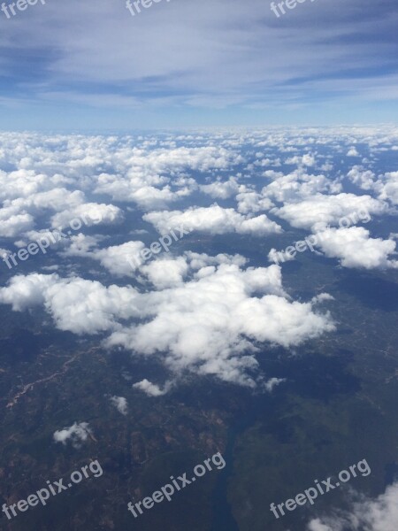 Aerial Aircraft Cloud Sky Fly