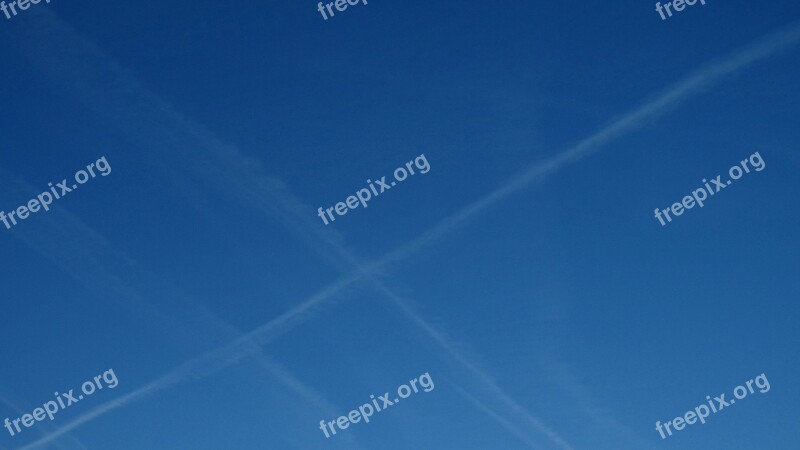 Blue Sky Contrails Condensation Chemtrails