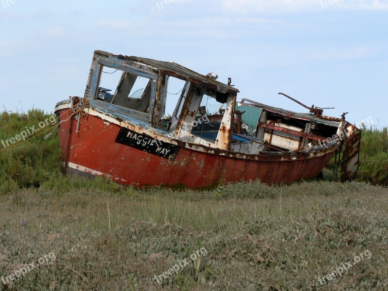 Boat Stranded Beached Norfolk Stiffkey