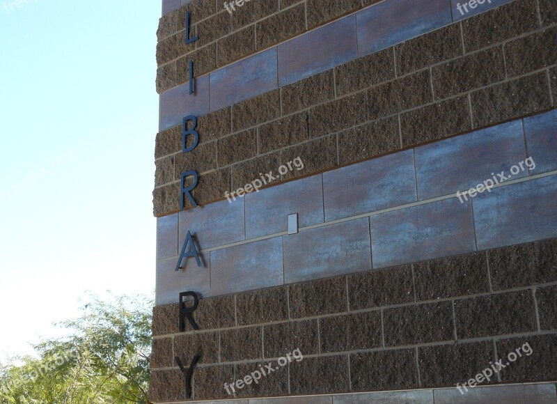 Public Library Library Sign Building Brick