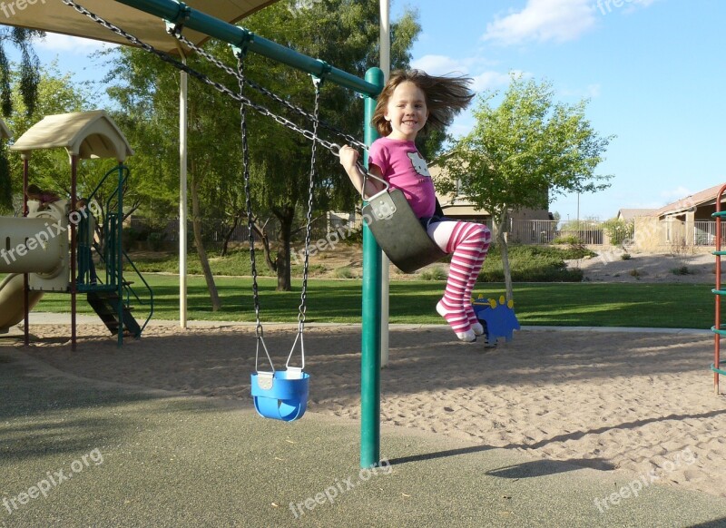 Little Girl Swing Child Girl Swinging