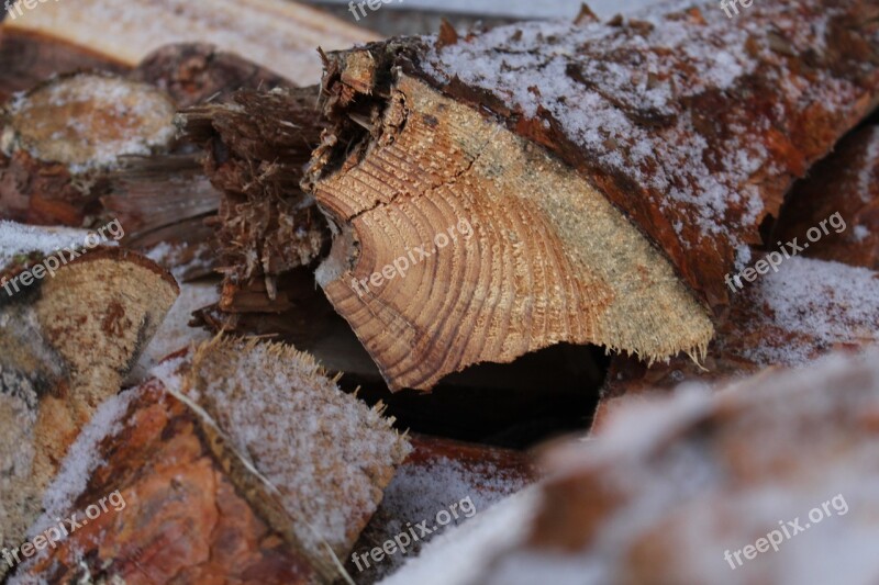 Wood Firewood Snow Holzstapel Firewood Stack