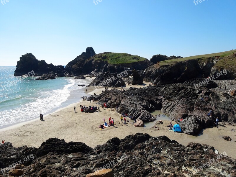 Cornwall Coast Beach England Rock