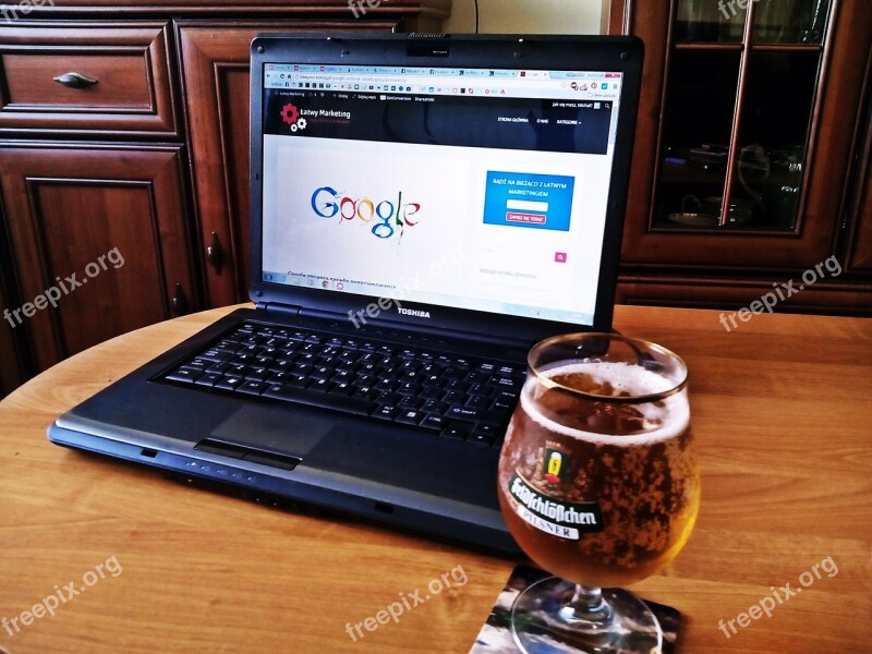 Laptop Computer Marketing Google Beer