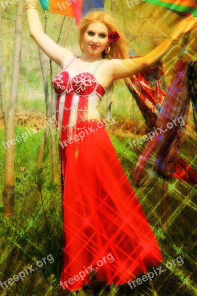 Girl Dancer Turk Belly Dance Red