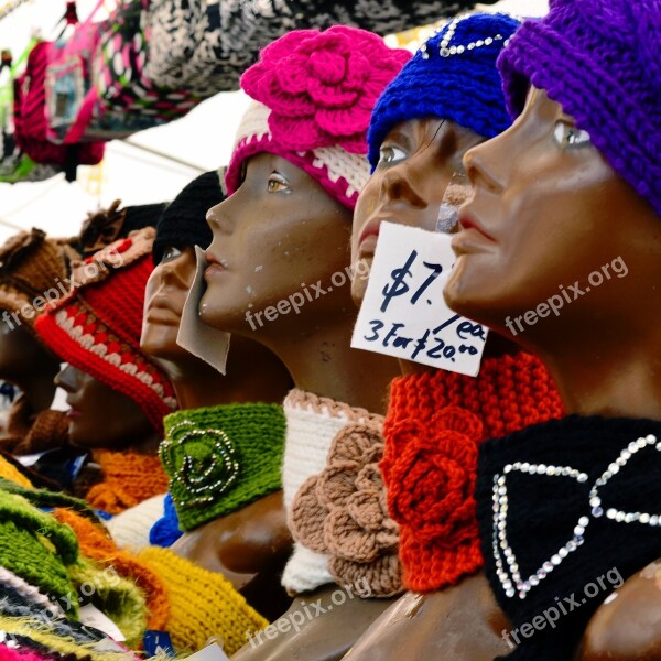 Hats Caps Mannequins Color Colorful