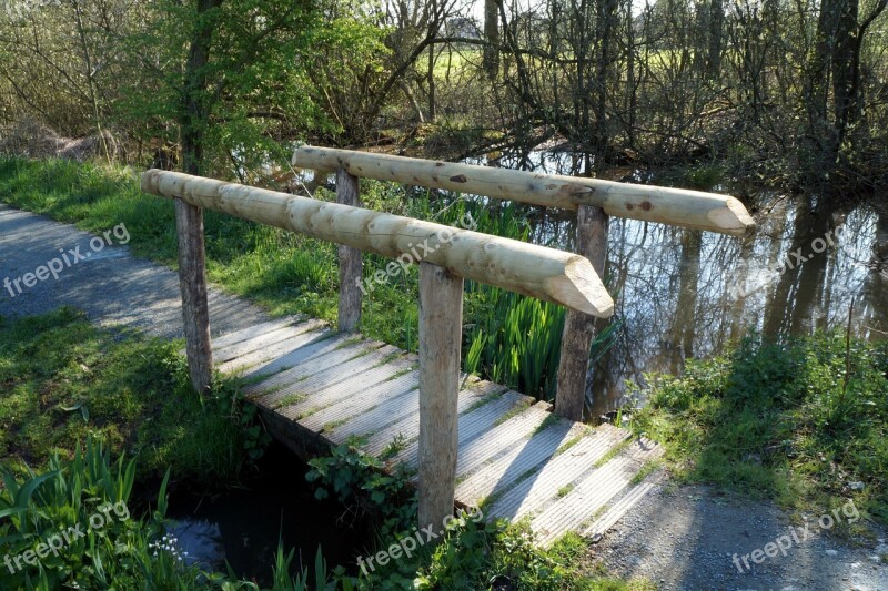 Footbridge Wood Pedestrian Bridge Stream