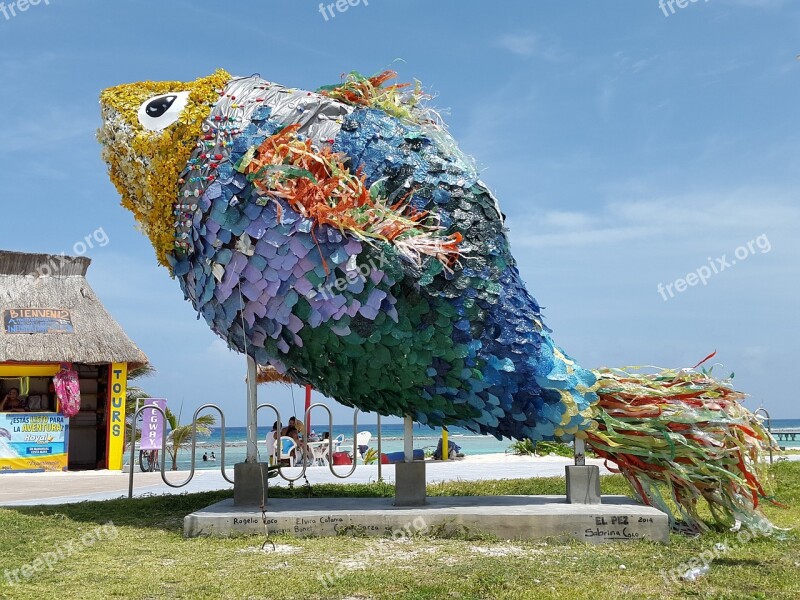 Fish Statue Roo Majahual Mexico