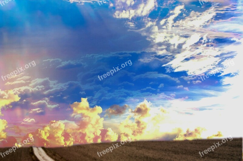 Landscape Horizon Clouds Sky Wide