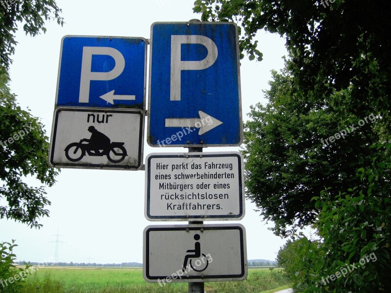 Traffic Sign Road Sign Parking Wheelchair Disabled