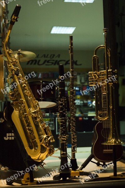 Music Store Saxophone Showcase Free Photos