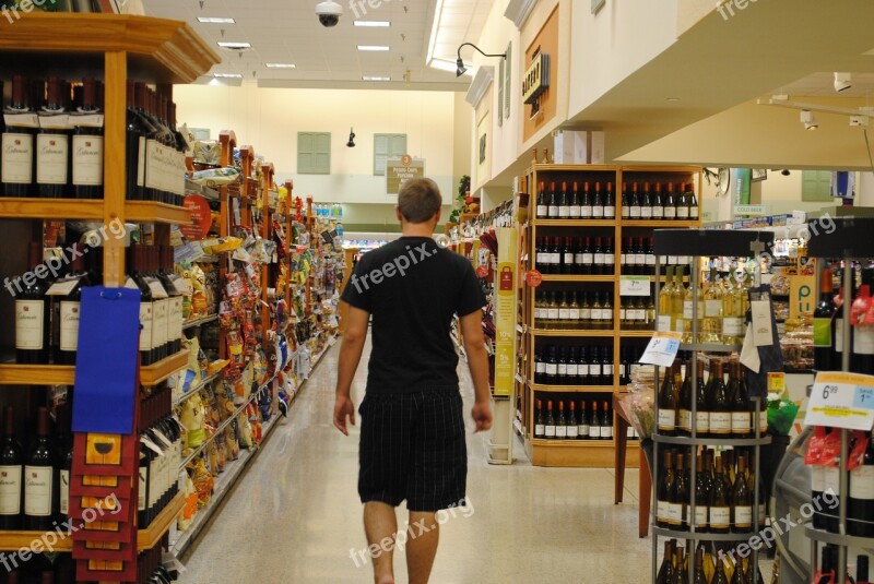 Supermarket Grocery Store Shopping Wine