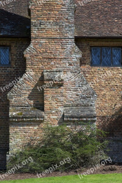 Tudor Brickwork Chimney Architecture Clay Tiled Roof Sissinghurst Castle