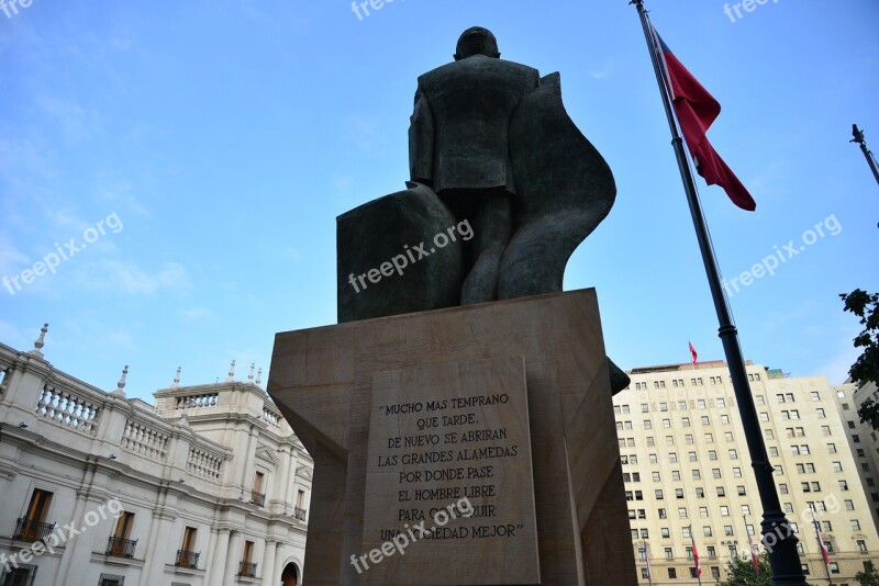 Statue Salvador Allende Last Words Sky Blue