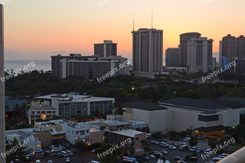 Hawaii Sunset City Waikiki Hawaiian